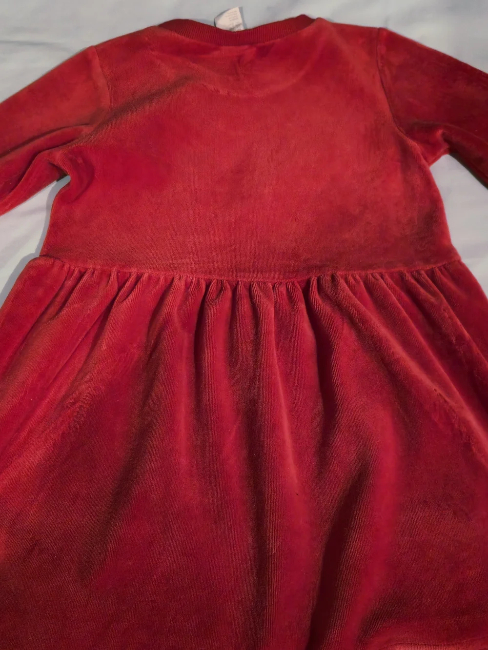H&M Girls Red Velvet Long Sleeve Dress